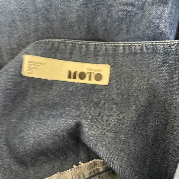 Topshop Moto Denim Chambray Button Front Sleeveless Midi Dress Sundress Sz 2 - Picture 8 of 10